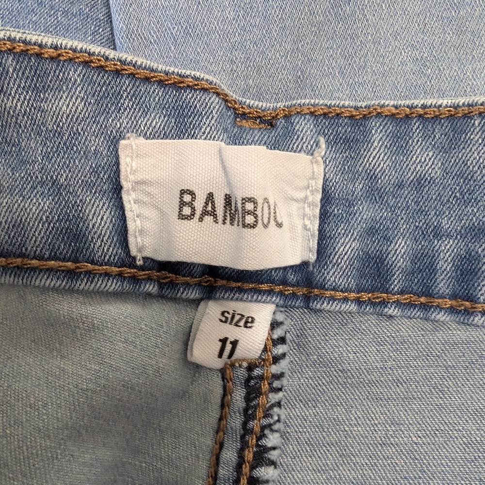 Bamboo Patchwork Flared Women's Jeans Size 11 - Picture 8 of 9